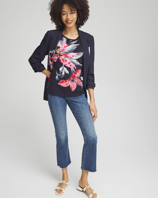 Floral Jewel Neck Tee - image 2